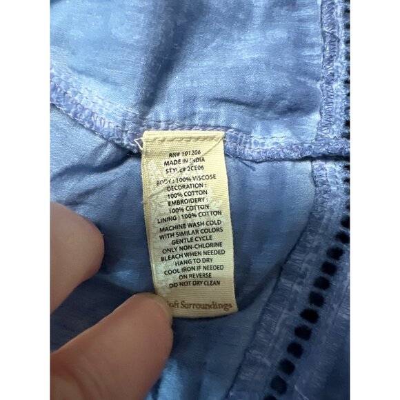 Soft Surrounding Blue Deidre Tunic Top Eyelet Embroidered Size L - Picture 8 of 9